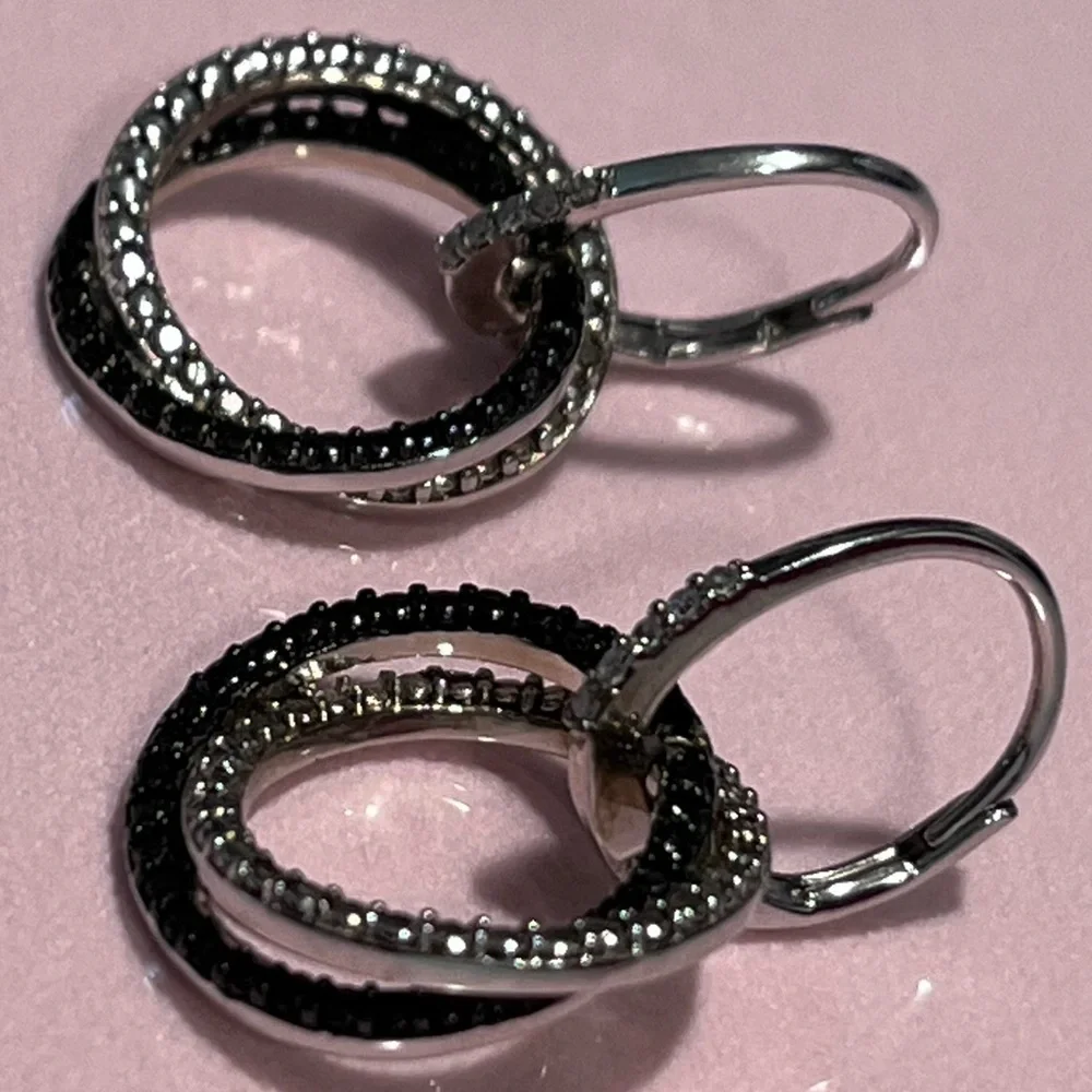 MIADORA LOVED AUTHENTIC STERLING SILVER NATURAL WHITE DIAMOND DANGLING EARRINGS